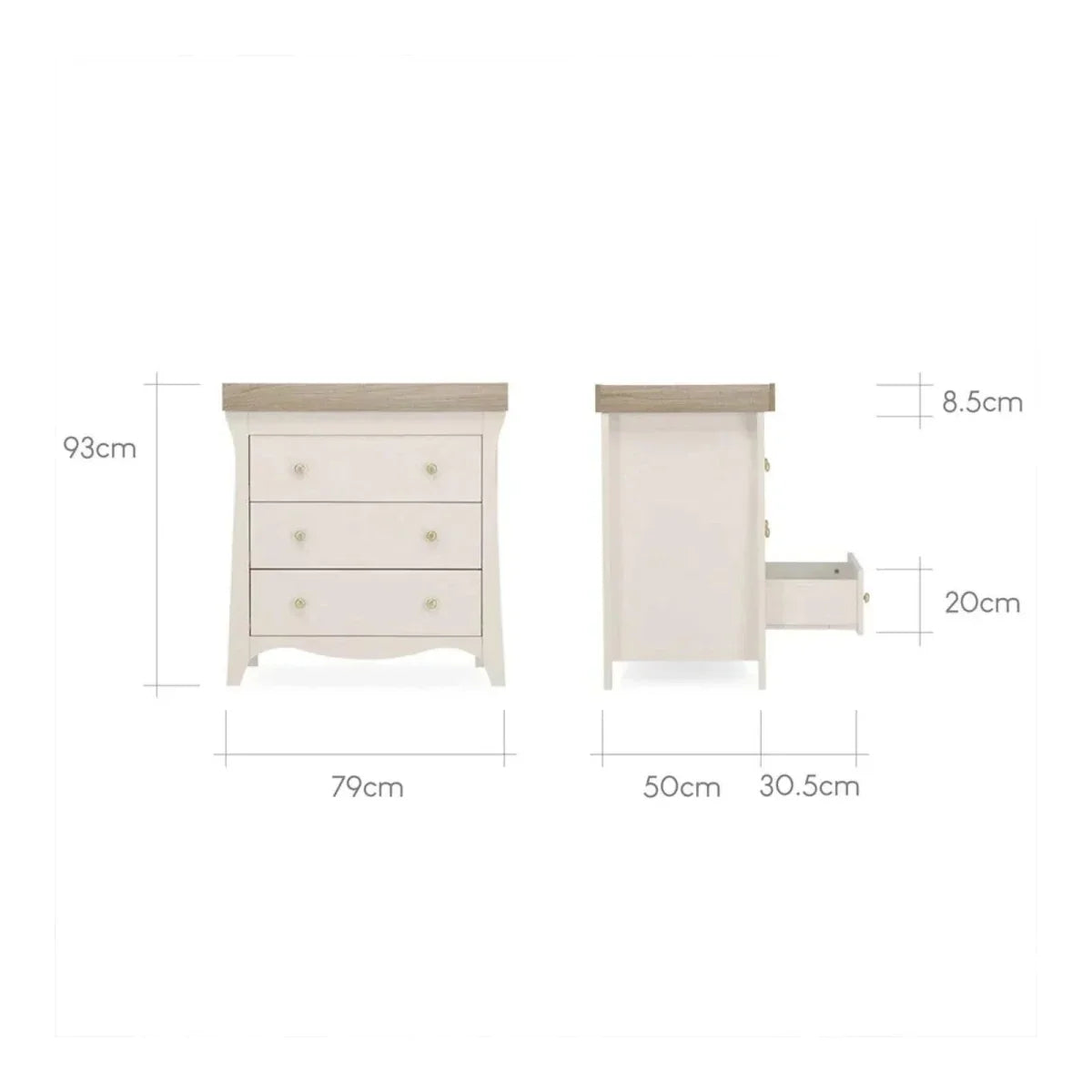 CuddleCo Clara 3 Piece Nursery Furniture Set - Cashmere & Ash - 3 Piece Furniture Sets
