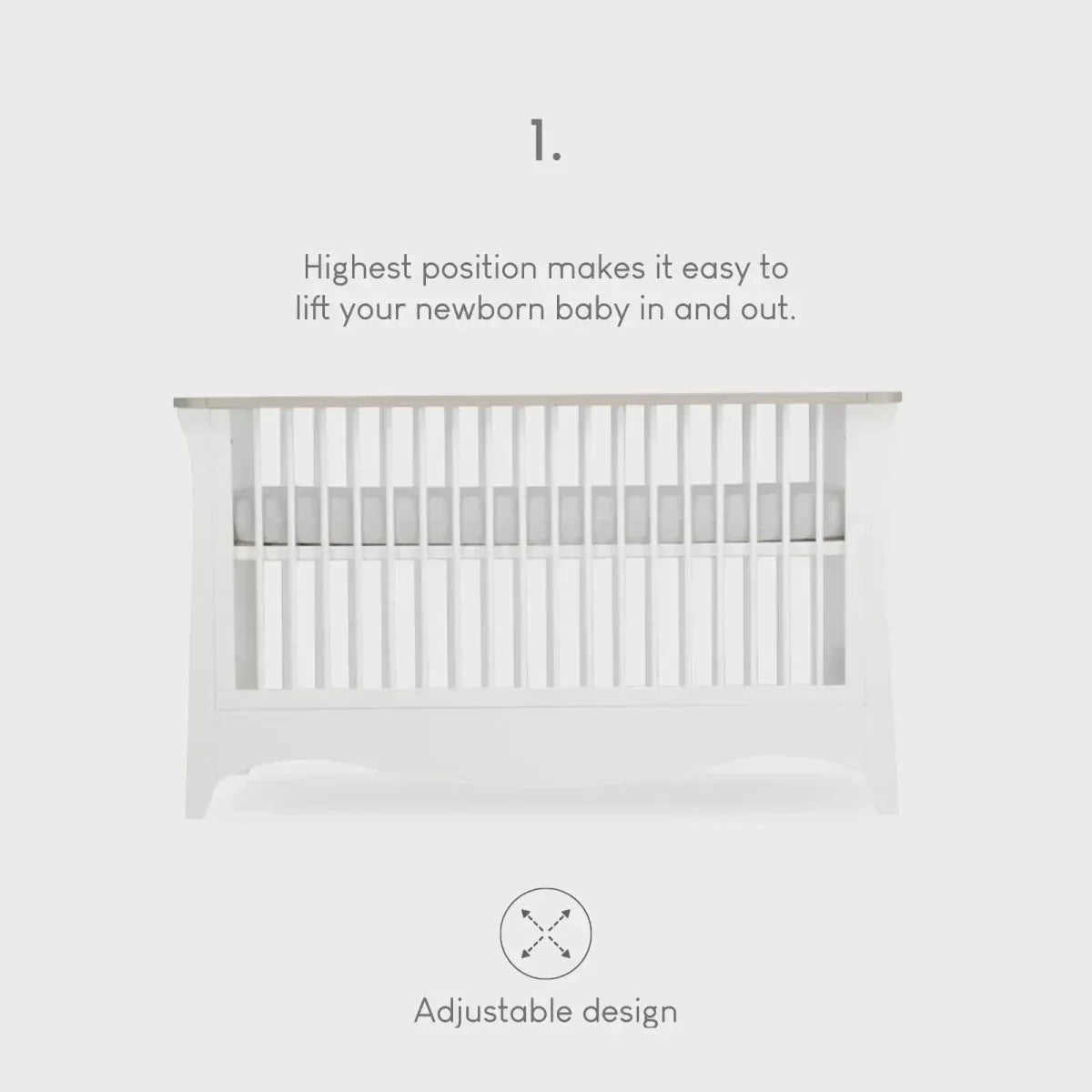 CuddleCo Clara Cot Bed - White & Ash - Convertible Baby Cots