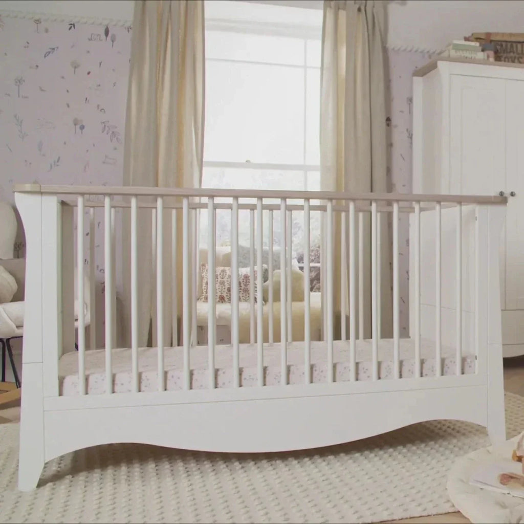 CuddleCo Clara Cot Bed - White & Ash - Convertible Baby Cots