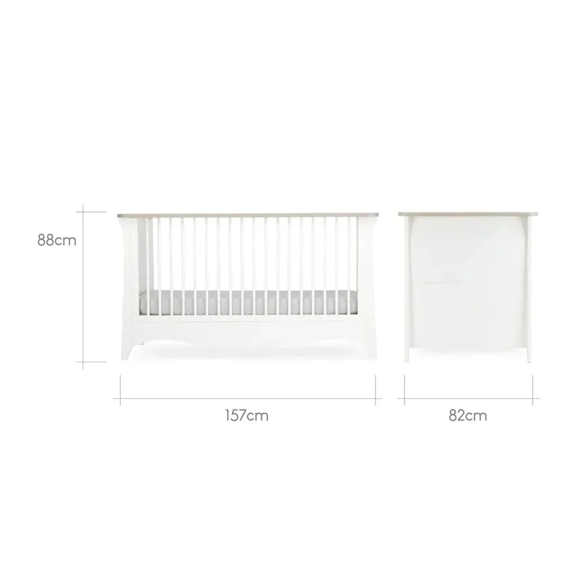 CuddleCo Clara Cot Bed - White & Ash - Convertible Baby Cots