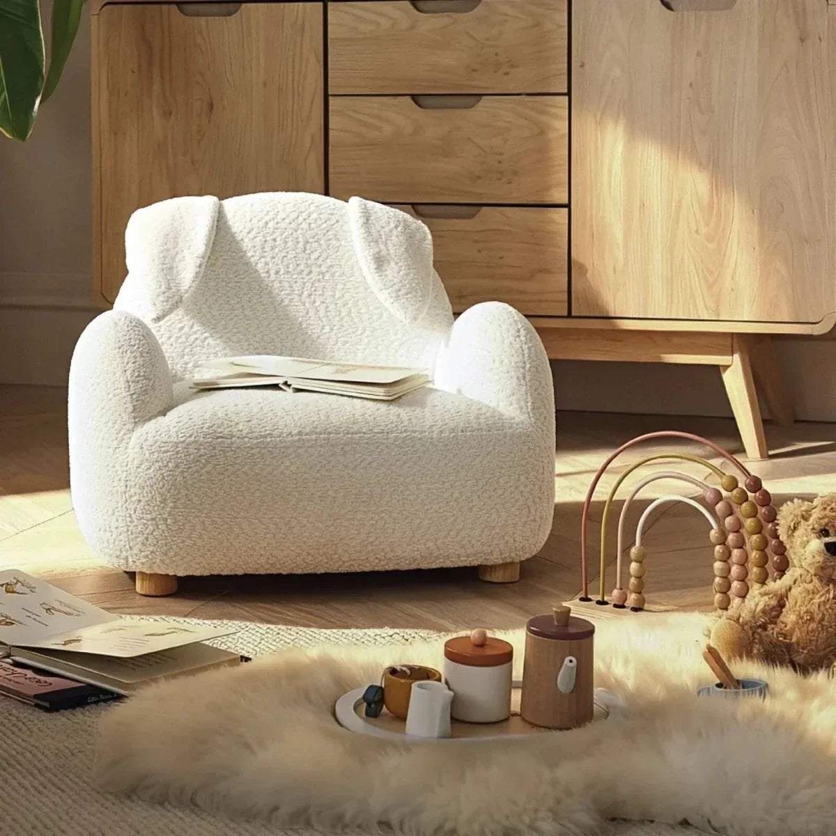 CuddleCo Etta Bunny Kids Chair - Boucle Off White - Chairs
