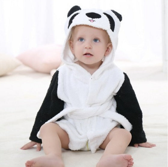 Cute Animal Hooded Baby Bath Towel & Robe - Black white panda / S - Bath Towels