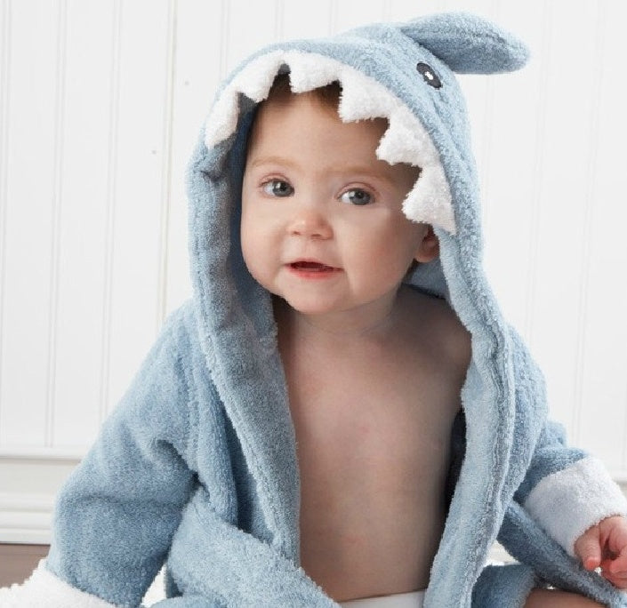 Cute Animal Hooded Baby Bath Towel & Robe - Blue shark / One size - Bath Towels