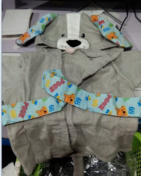 Cute Animal Hooded Baby Bath Towel & Robe - Gray dog / One size - Bath Towels