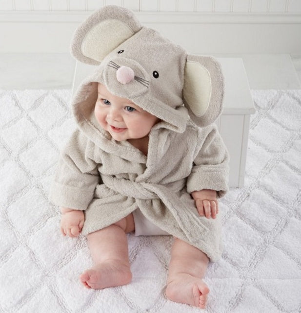 Cute Animal Hooded Baby Bath Towel & Robe - Gray mouse / S - Bath Towels