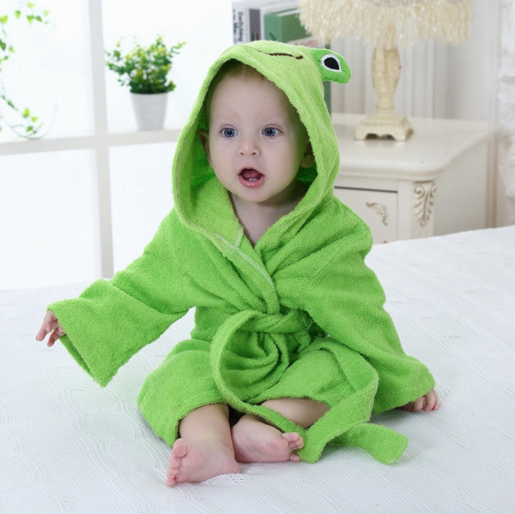 Cute Animal Hooded Baby Bath Towel & Robe - Green frog / M - Bath Towels