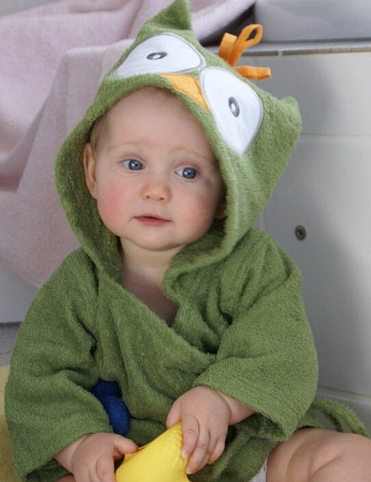 Cute Animal Hooded Baby Bath Towel & Robe - Green owl / One size - Bath Towels