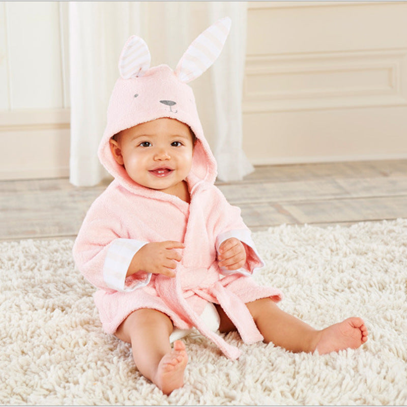 Cute Animal Hooded Baby Bath Towel & Robe - Pink bunny / 90cm - Bath Towels