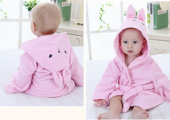 Cute Animal Hooded Baby Bath Towel & Robe - Pink rabbit / S - Bath Towels