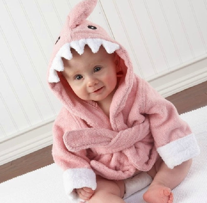 Cute Animal Hooded Baby Bath Towel & Robe - Pink shark / S - Bath Towels
