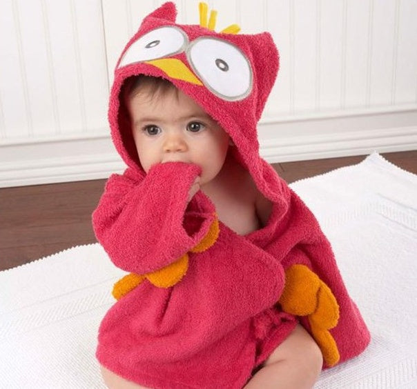 Cute Animal Hooded Baby Bath Towel & Robe - Red owl / M - Bath Towels