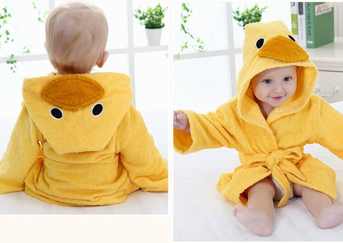 Cute Animal Hooded Baby Bath Towel & Robe - Yellow duck / S - Bath Towels