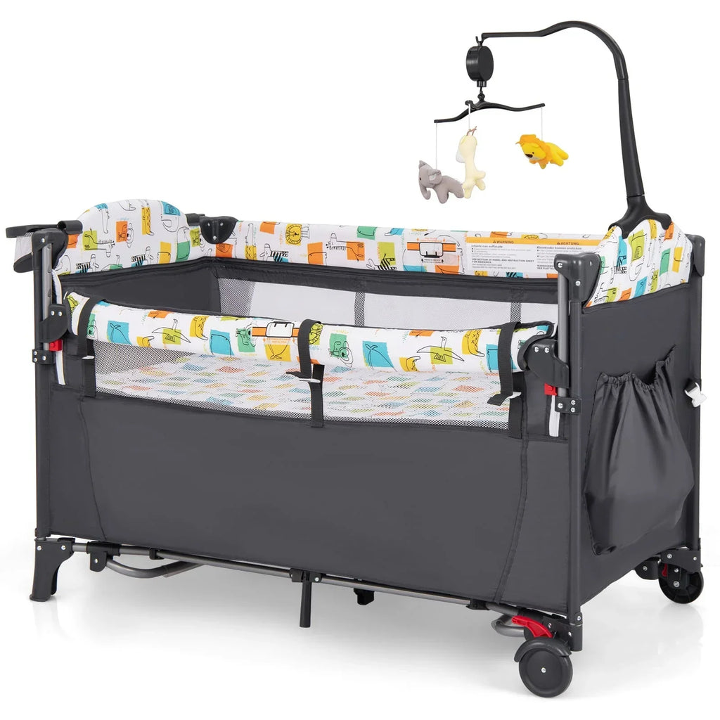 DORTALA 5-in-1 Baby Bassinet Bedside Sleeper Portable Pack and Play-Grey - UNITED KINGDOM / GRAY