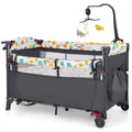 DORTALA 5-in-1 Baby Bassinet Bedside Sleeper Portable Pack and Play-Grey - UNITED KINGDOM / GRAY