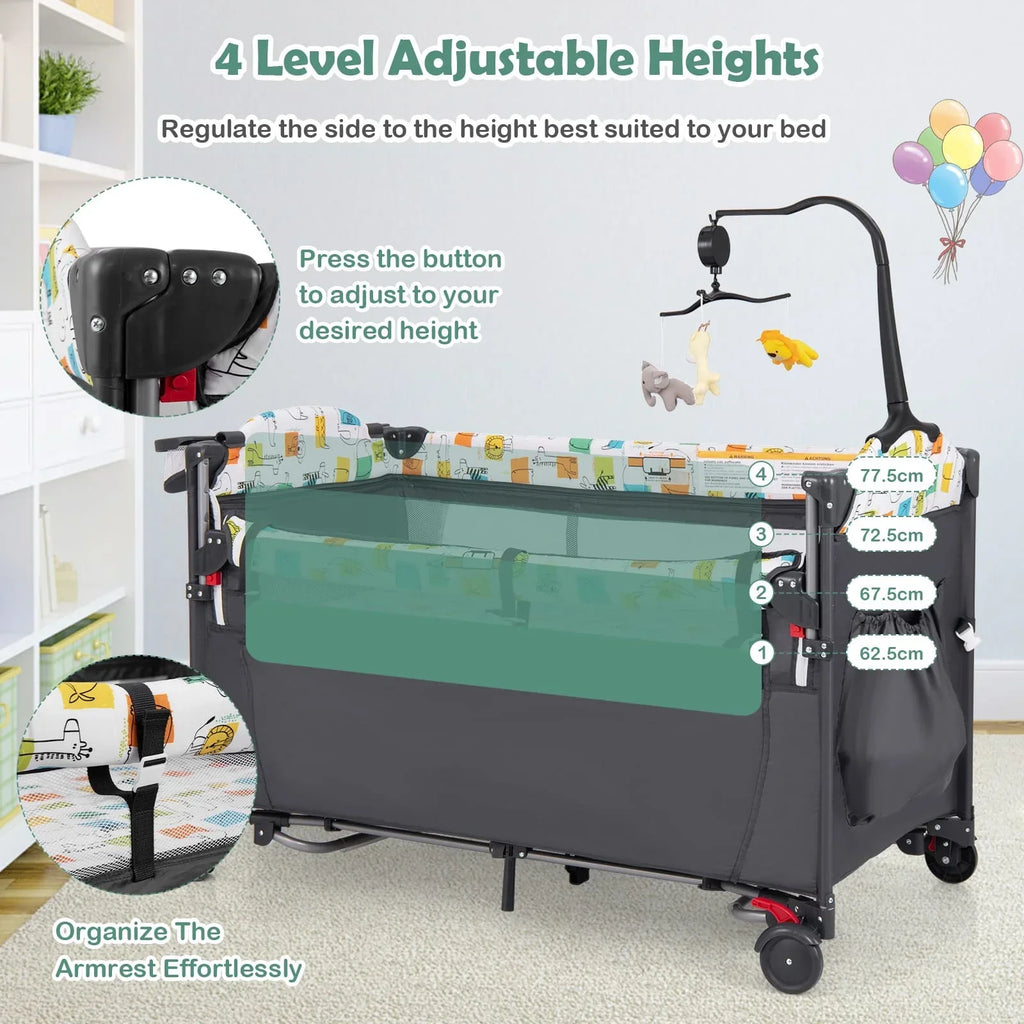 DORTALA 5-in-1 Baby Bassinet Bedside Sleeper Portable Pack and Play-Grey - UNITED KINGDOM / GRAY