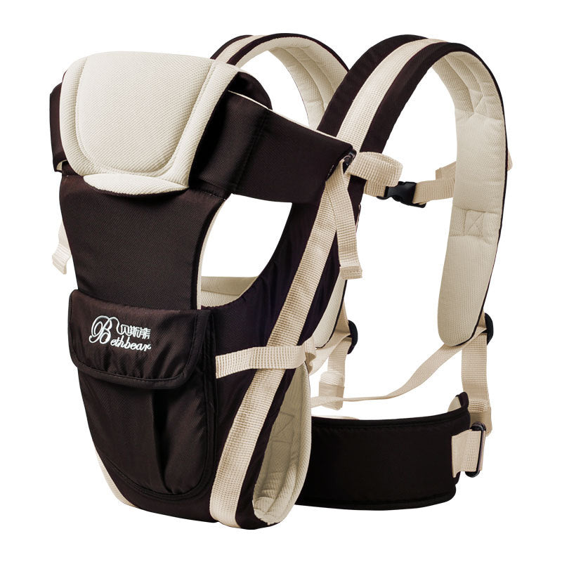 Double Shoulder Baby Carriers Mother and Child Travel Supplies - Khaki