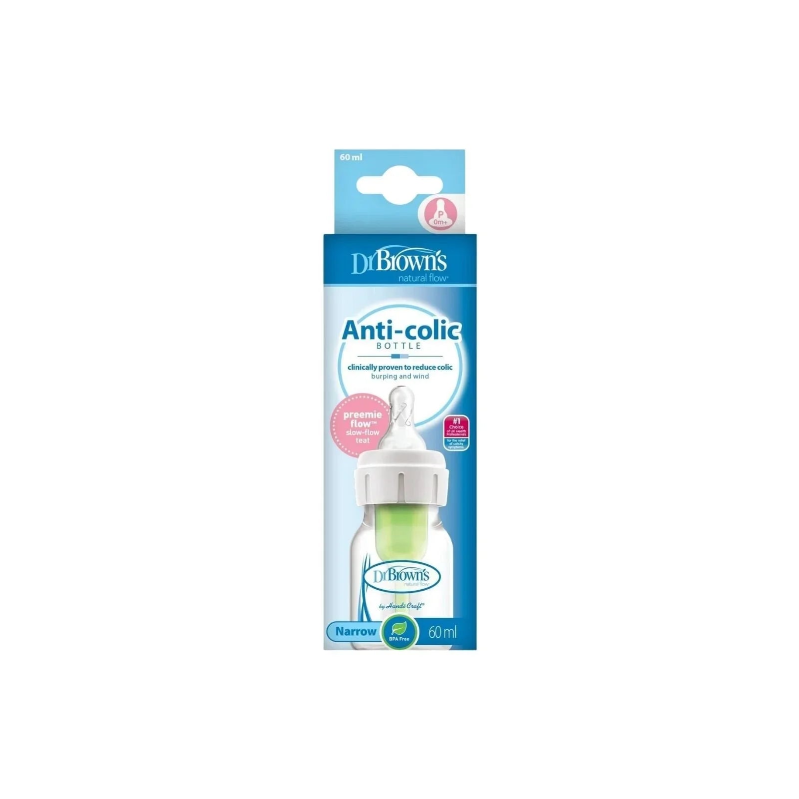Dr. Brown’s Options+ Anti-Colic Narrow Neck Baby Bottle Premature Flow Level 60ml - Anti Colic