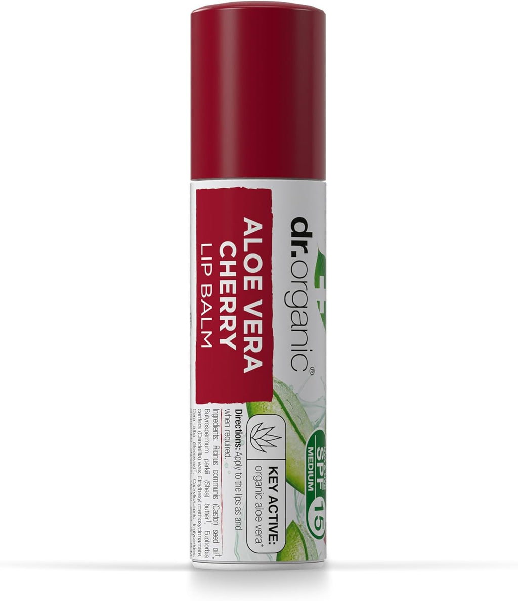 Dr Organic Plus Aloe Vera Cherry Lip Balm 5.7ml-0
