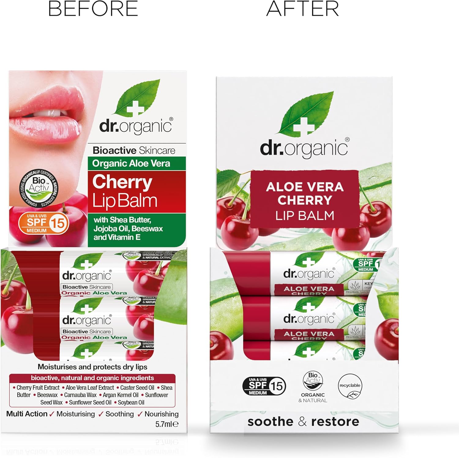 Dr Organic Plus Aloe Vera Cherry Lip Balm 5.7ml-2