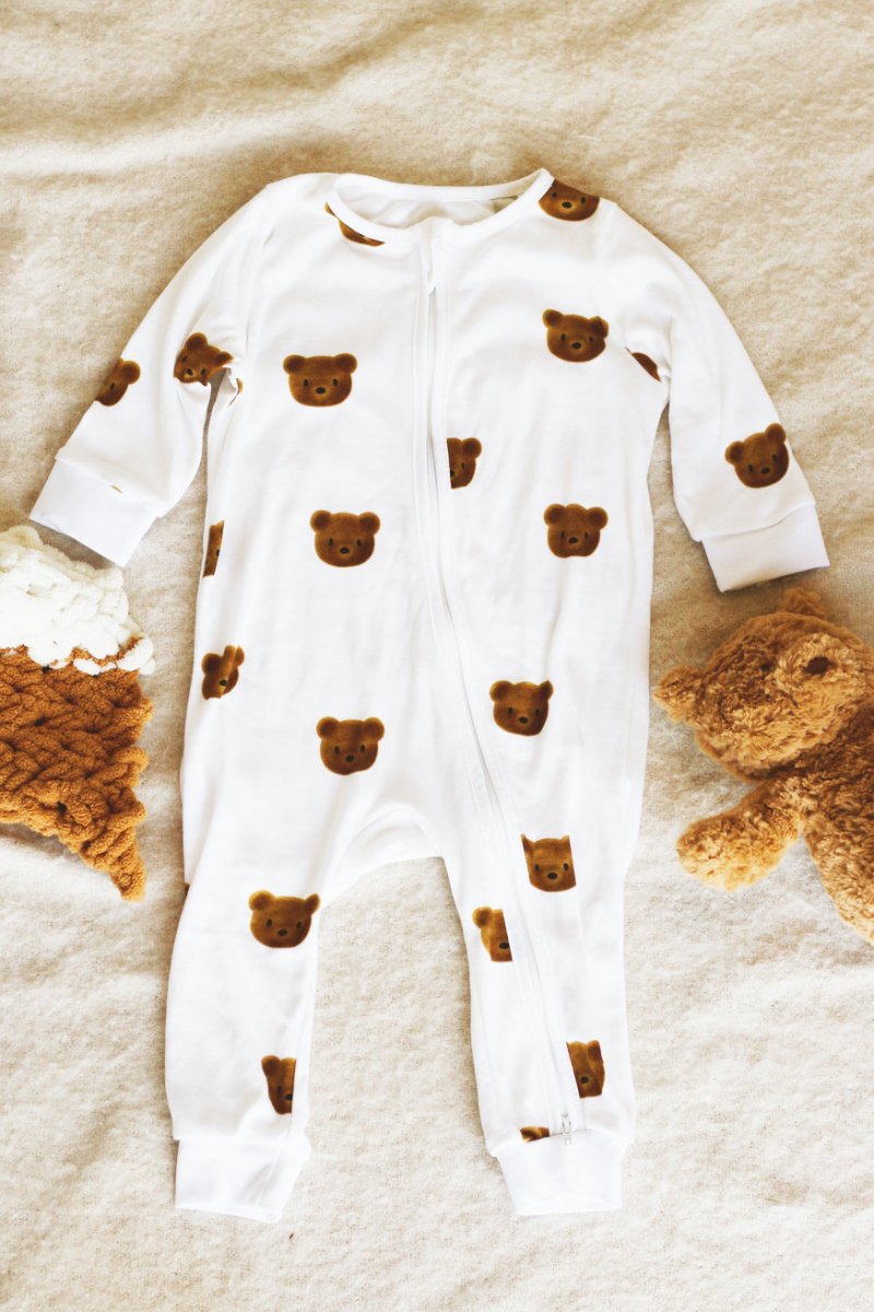 Dreamy Bear Bamboo & Organic Cotton Zip Sleepsuit One Piece - Sleepsuits
