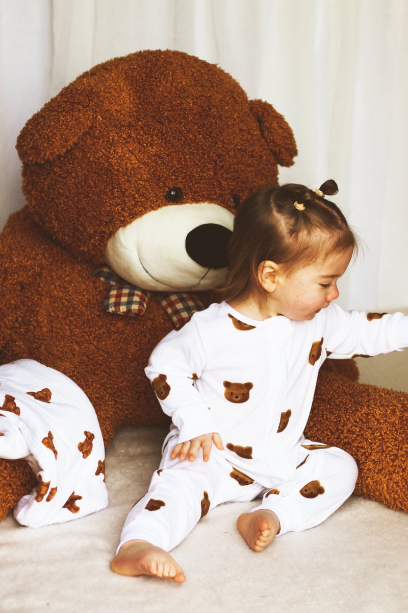 Dreamy Bear Bamboo & Organic Cotton Zip Sleepsuit One Piece - Sleepsuits