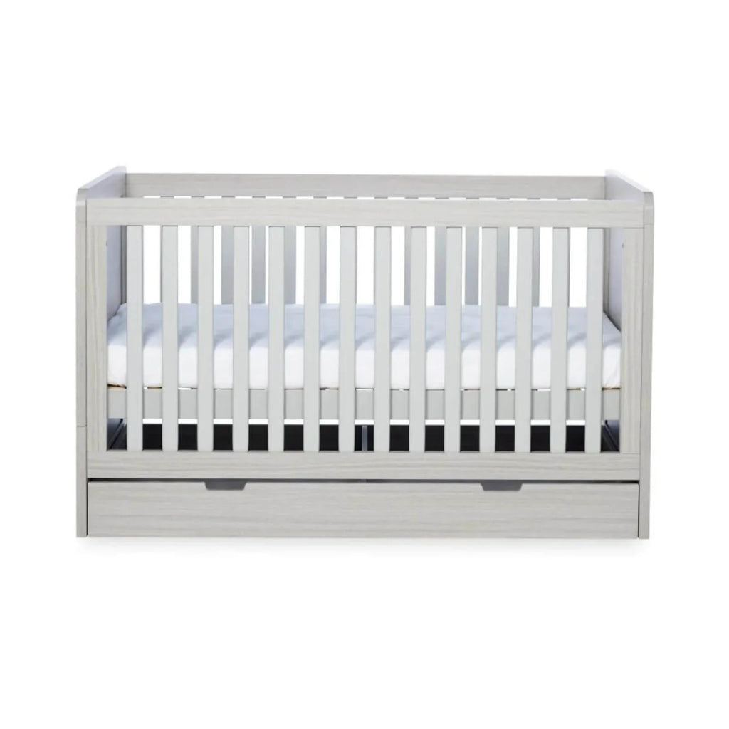 Ickle Bubba Pembrey Cot Bed & Under Drawer Ash Grey - Without Mattress