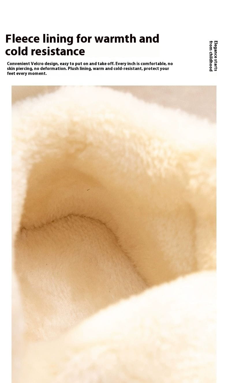 Baby Girl Snow Boots Velvet Thermal Booties Girls’ Cotton Shoes