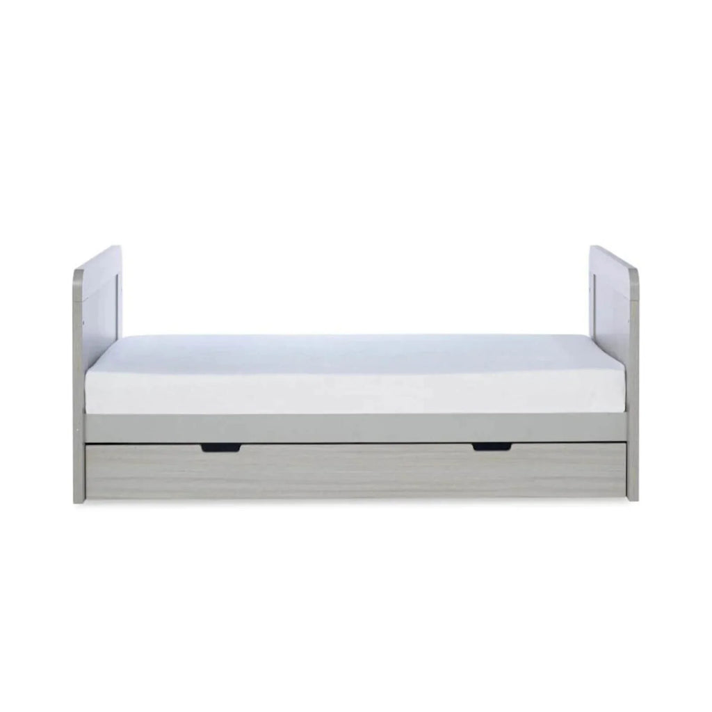 Ickle Bubba Pembrey Cot Bed & Under Drawer Ash Grey - Premium Pocket Sprung Mattress