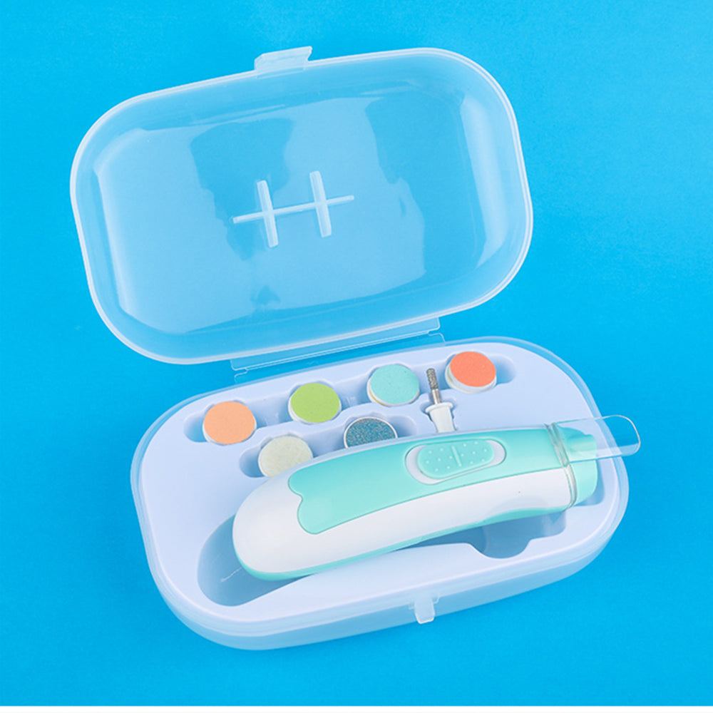 Electric Baby Nail Clipper – Safe Anti-Pinch Newborn Care Set - Blue - Baby Grooming & Care