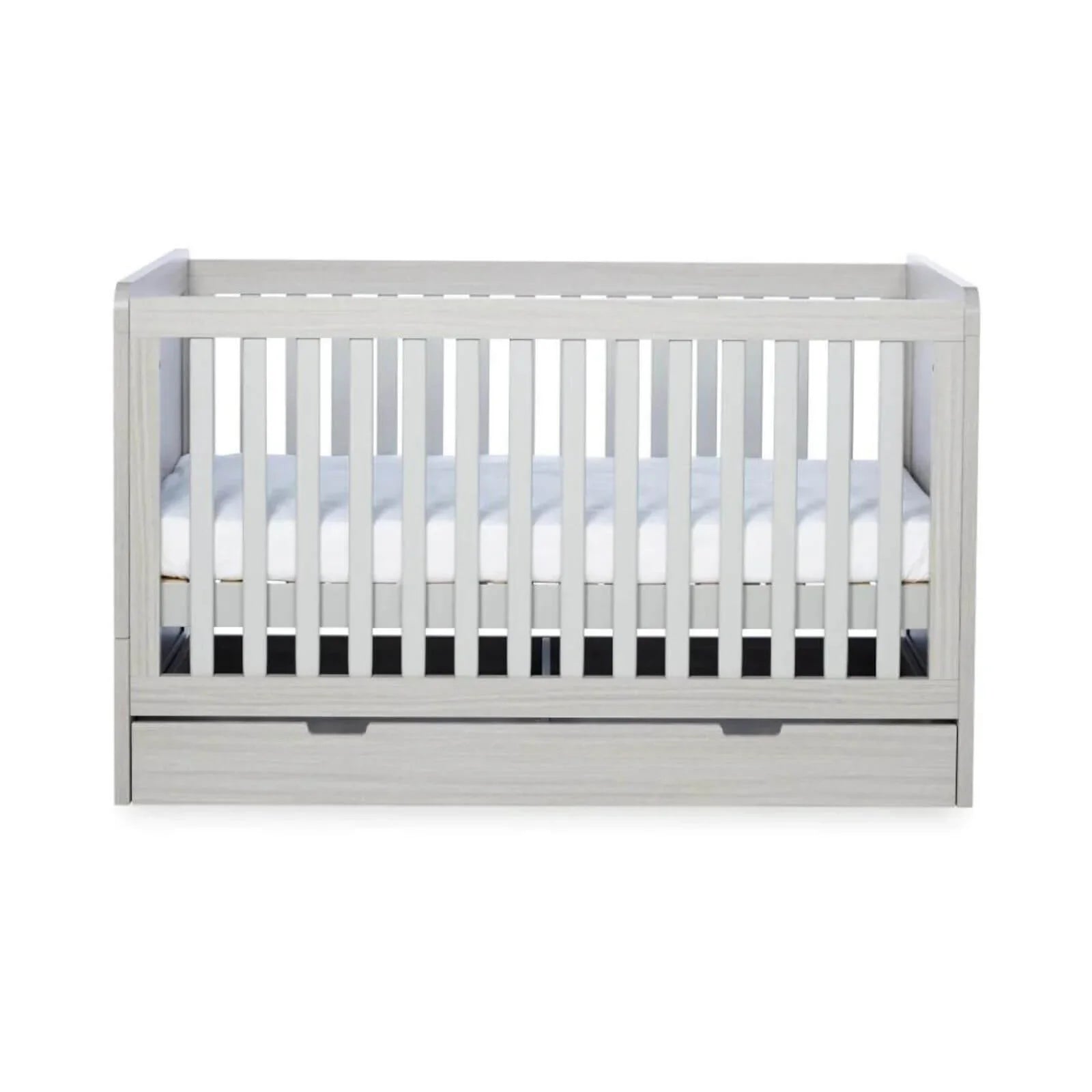 Ickle Bubba Pembrey Cot Bed & Under Drawer Ash Grey - Premium Pocket Sprung Mattress