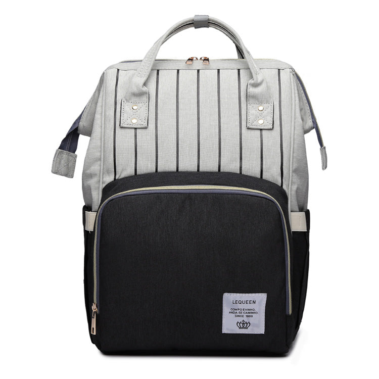 Fashion Mummy Maternity Nappy Bag - Black stripe