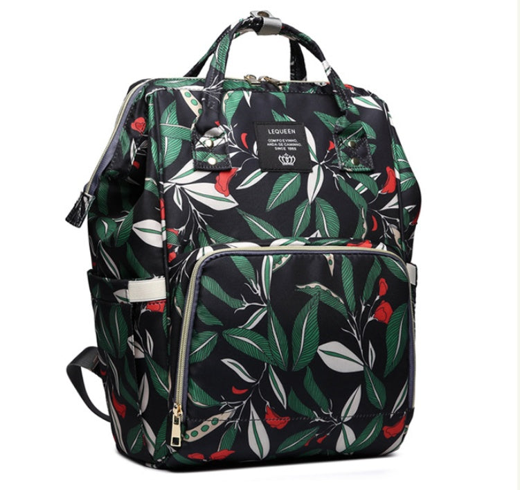 Fashion Mummy Maternity Nappy Bag - Black Leaves