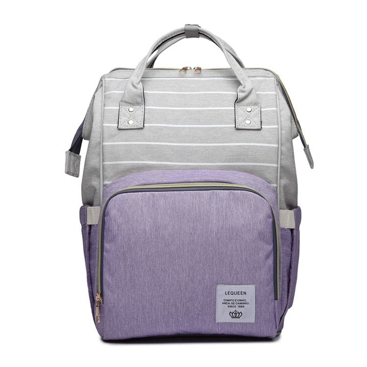 Fashion Mummy Maternity Nappy Bag - Purple stripe