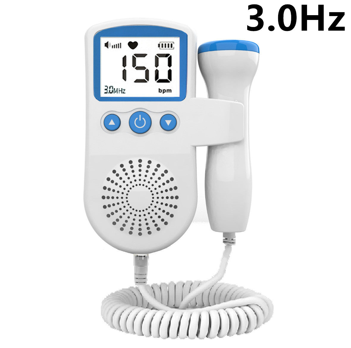 Fetal Heart Rate Monitor – Home Pregnancy Baby Heartbeat Detector - Blue 3.0Hz - Baby Health & Safety