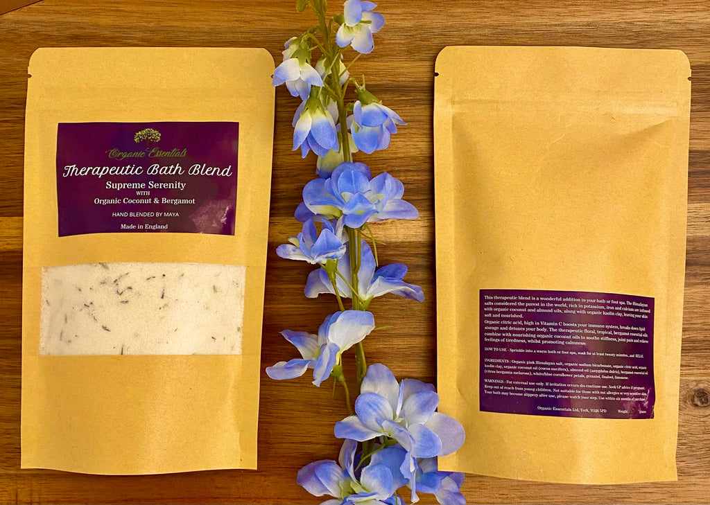 Organic Coconut & Bergamot Luxury Natural Bath Blend in Eco-Pouch