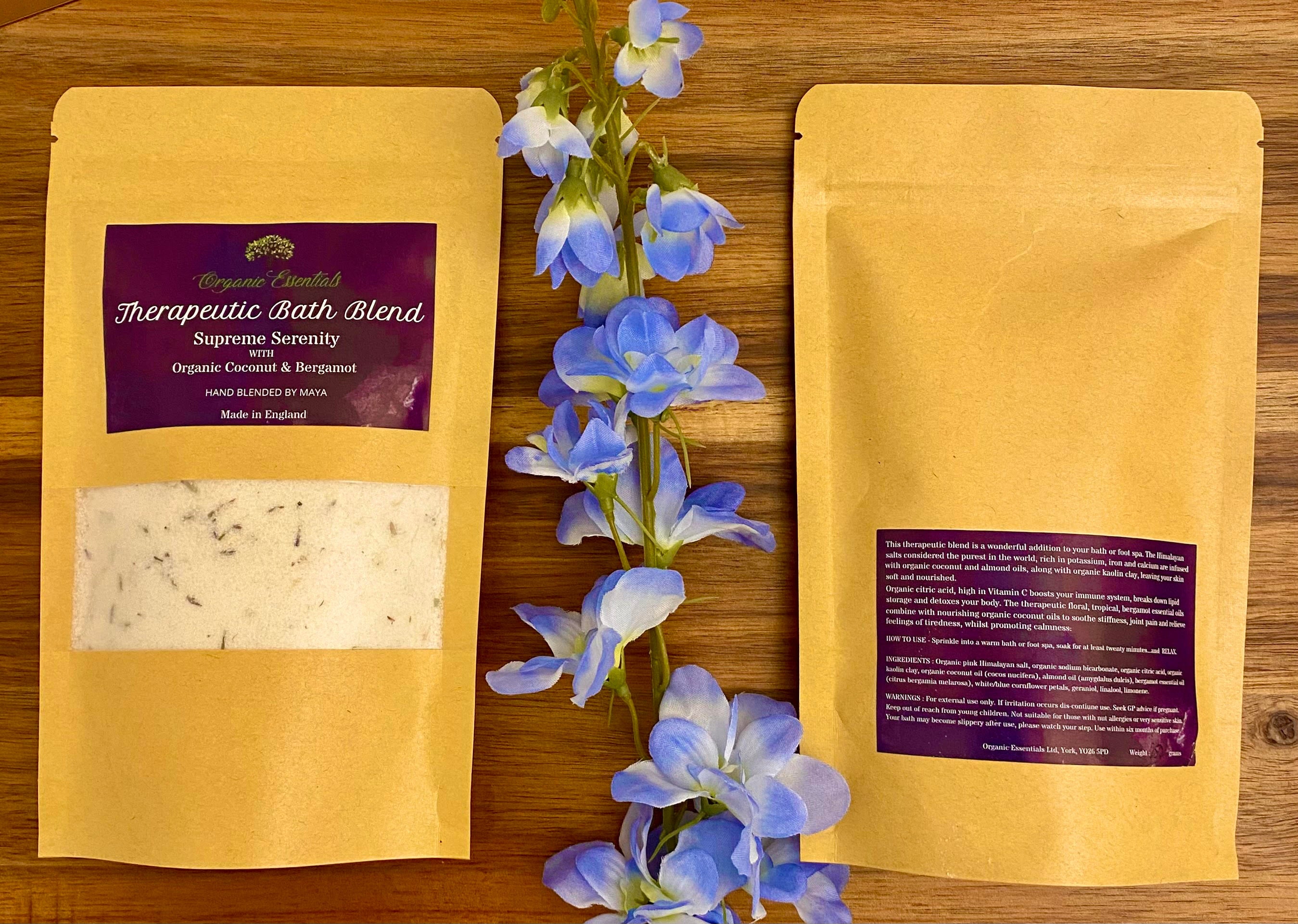 Organic Coconut & Bergamot Luxury Natural Bath Blend in Eco-Pouch