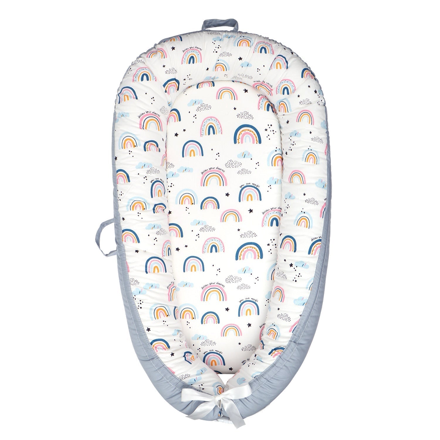 Baby Crib Bed Foldable Newborn Bionic Bed Baby Supplies - rainbow / 90x50CM