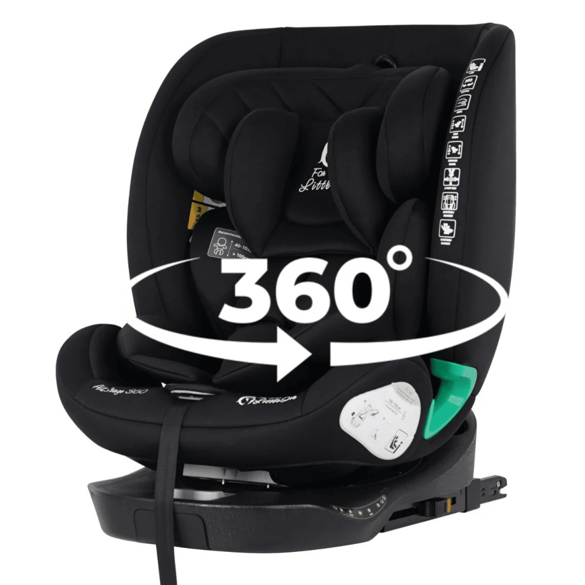 For Your Little One AllStage 360 0/1/2/3 ISOFIX I-Size Car Seat - Midnight Black (Birth-12 Years)-2