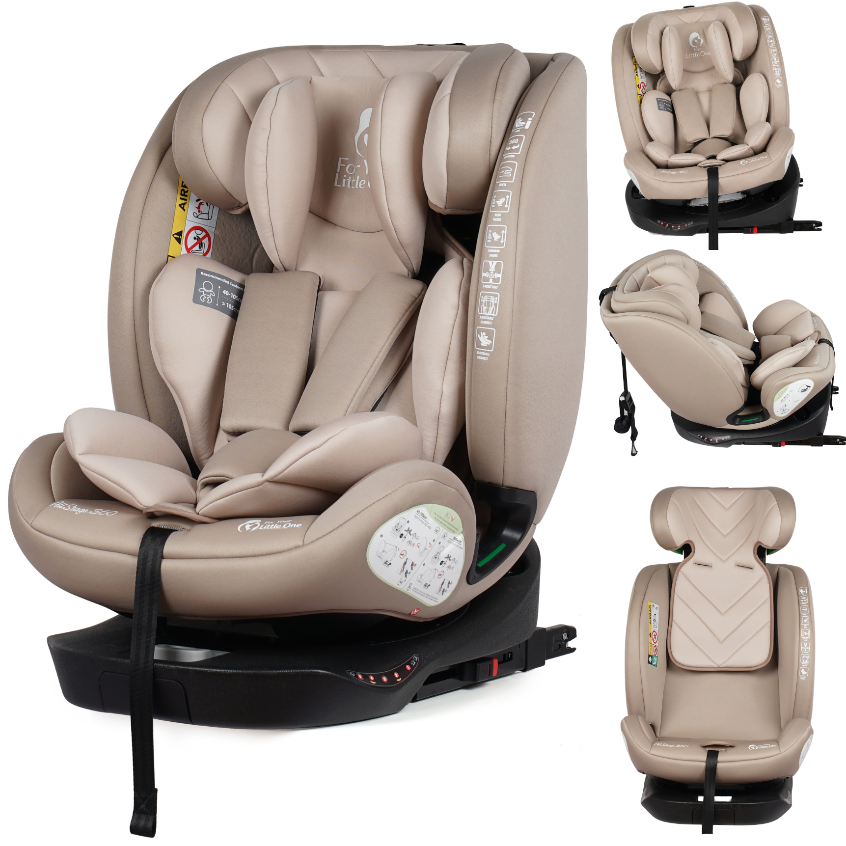 For Your Little One AllStage 360 0/1/2/3 ISOFIX I-Size Car Seat - Latte Beige (Birth-12 Years)-0