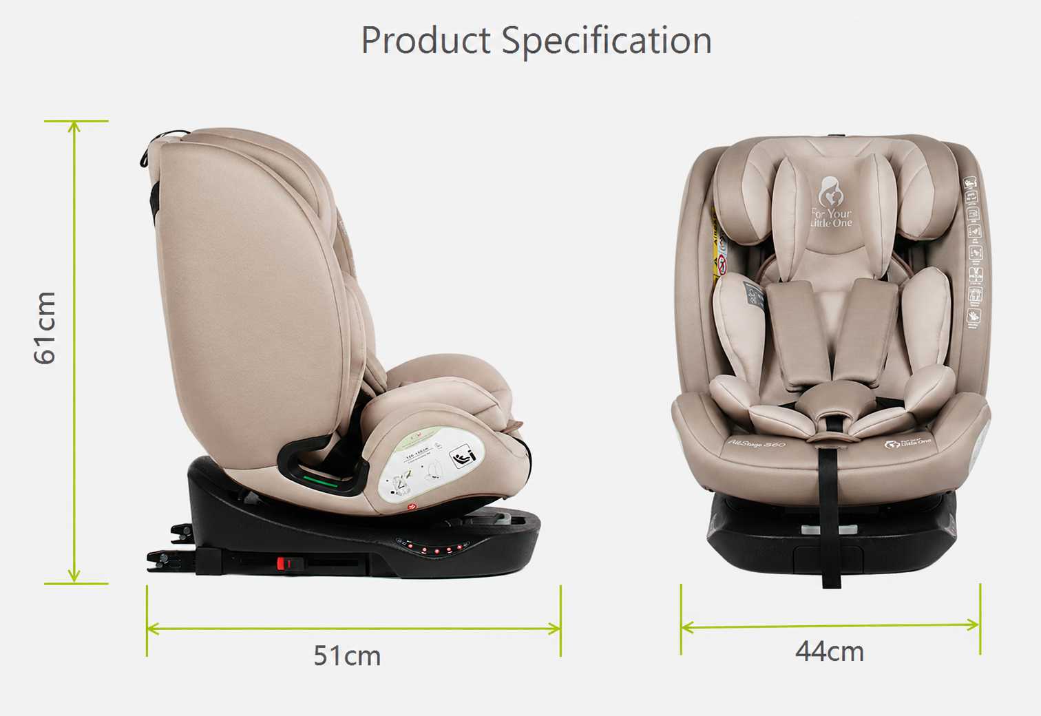 For Your Little One AllStage 360 0/1/2/3 ISOFIX I-Size Car Seat - Slate Mist (Birth-12 Years) - Birth - 12 Years