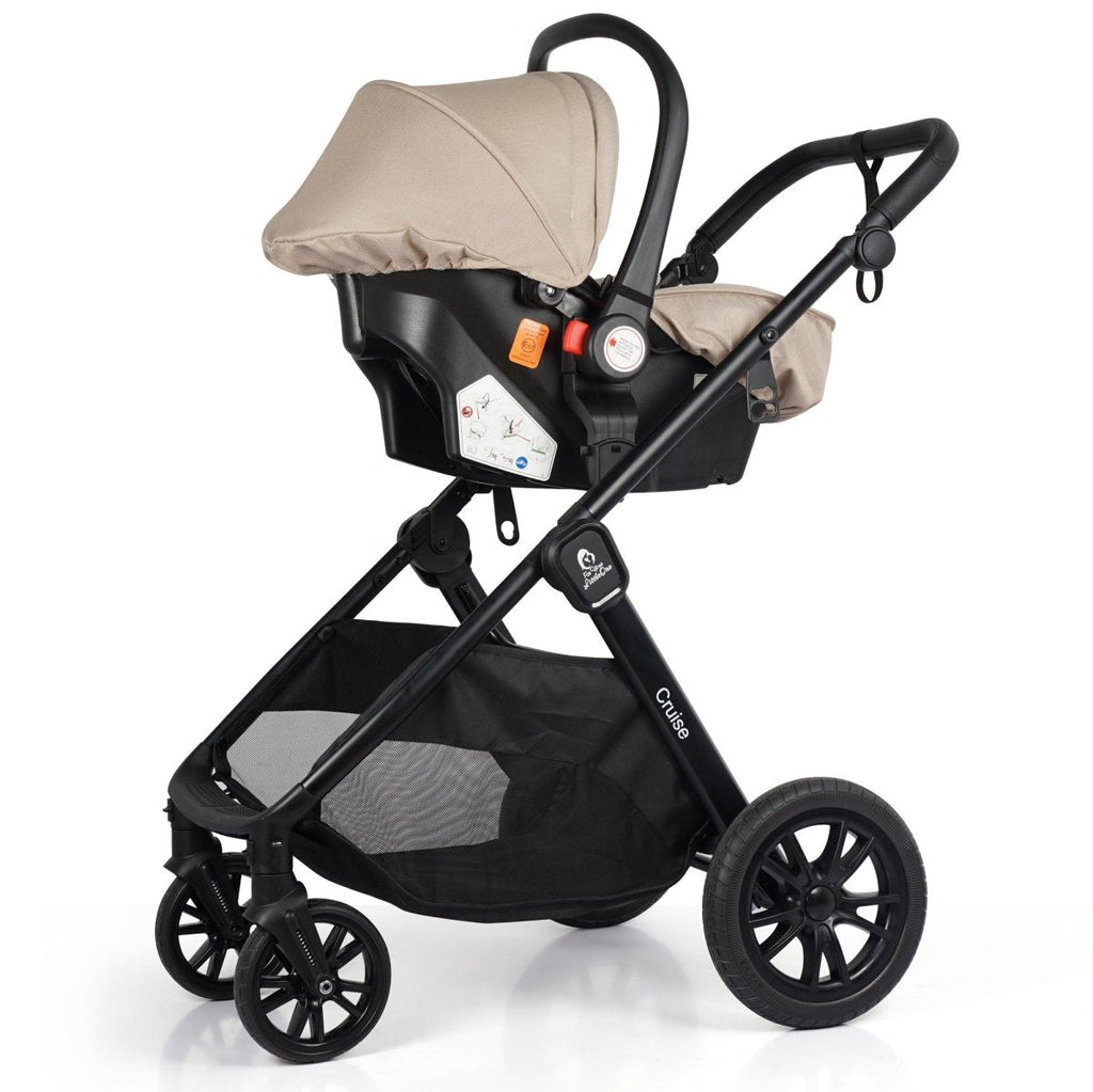 For Your Little One Cruise 3 In 1 Travel System With Car Seat - Dune Beige (Free Cupholder And Seat Liner Included!)