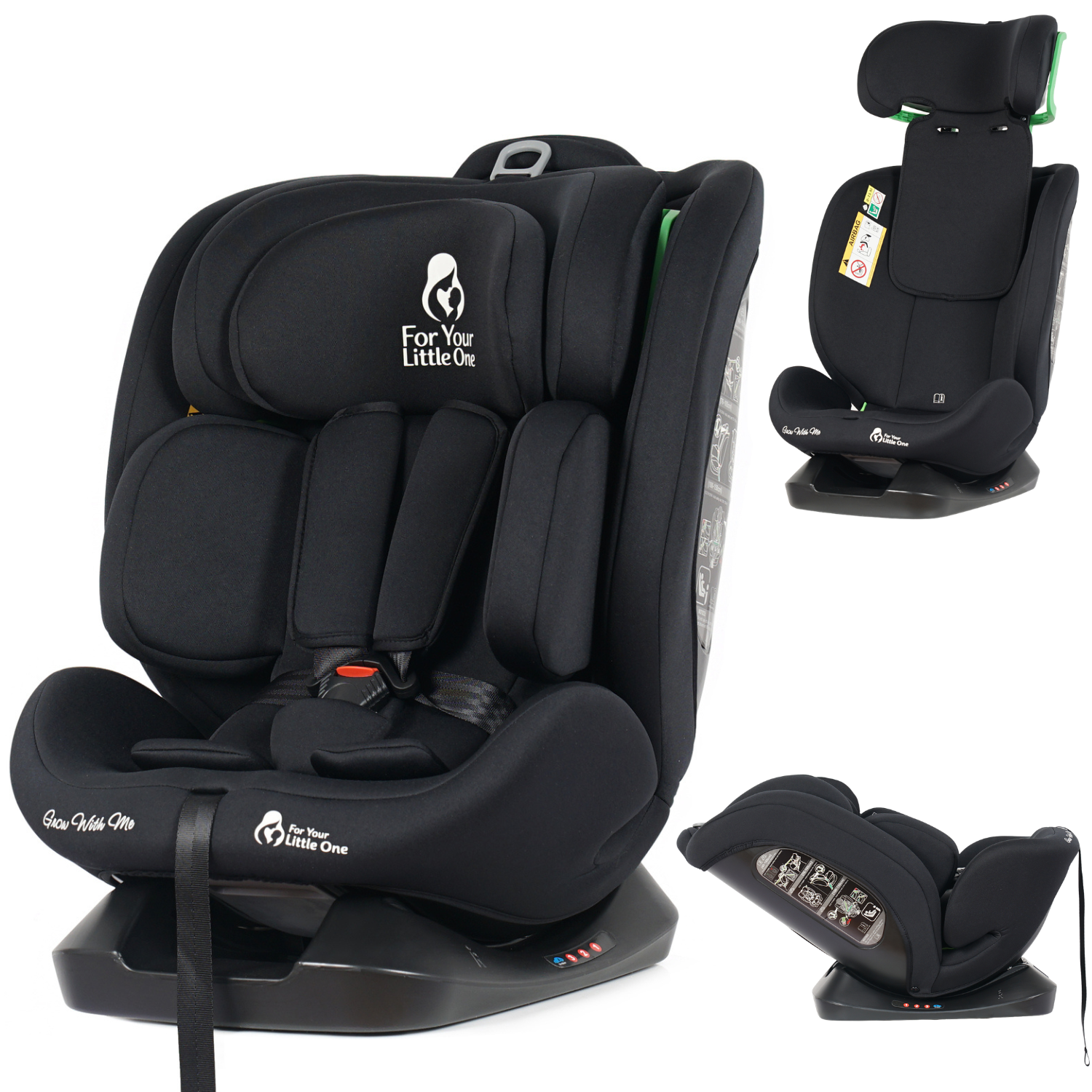 For Your Little One GrowWithMe 0/1/2/3 i-Size Car Seat - Midnight Black (Birth-12 Years) - Birth - 12 Years