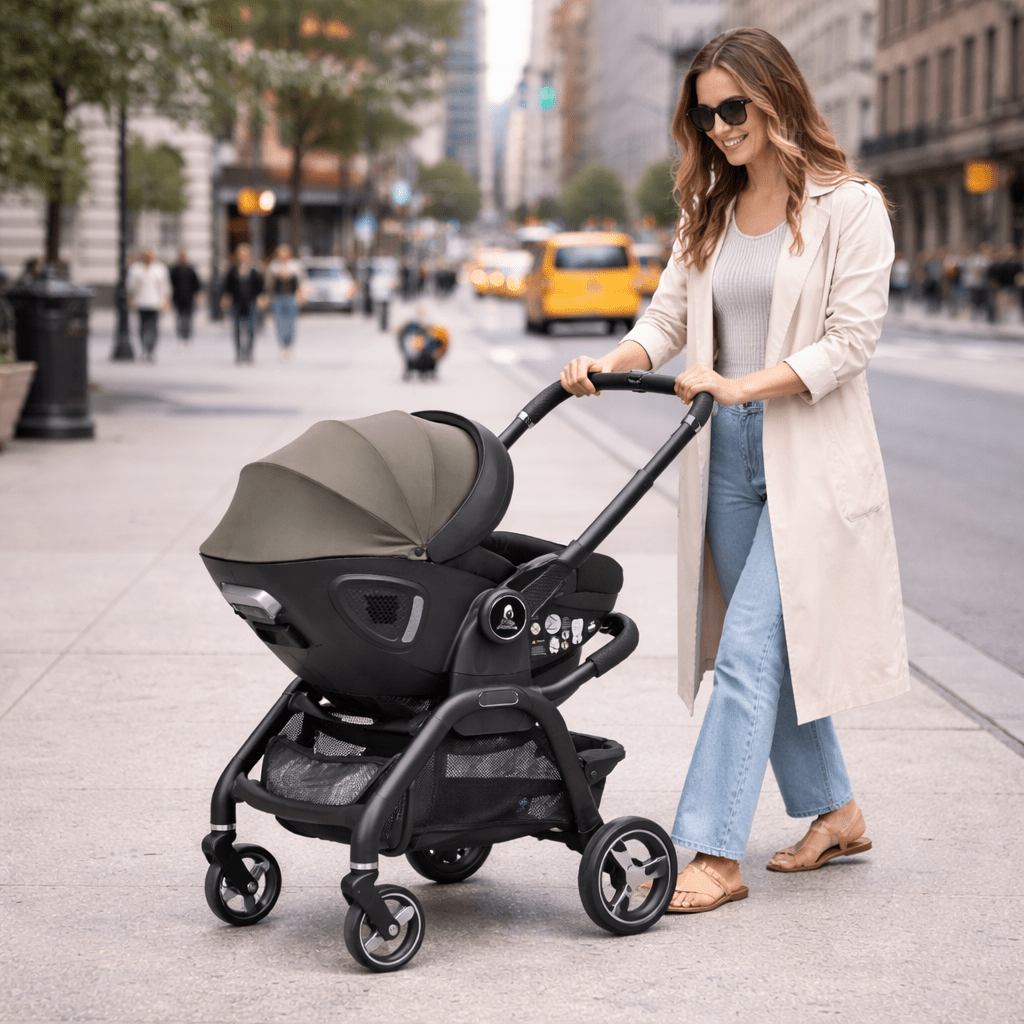 For Your Little One Qubi Infant Car Seat Stroller 7 Piece Bundle - Olive Grey-2