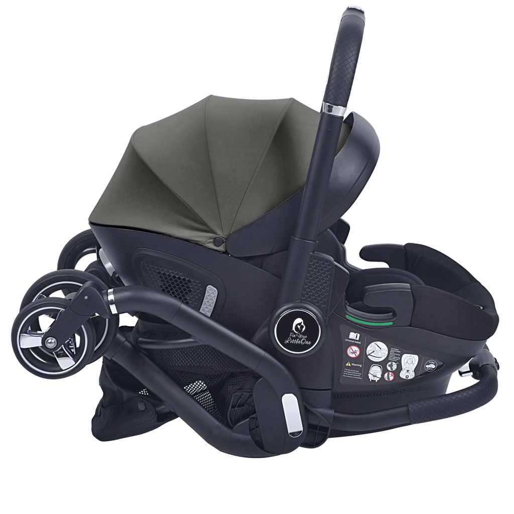 For Your Little One Qubi Infant Car Seat Stroller 7 Piece Bundle - Olive Grey-4