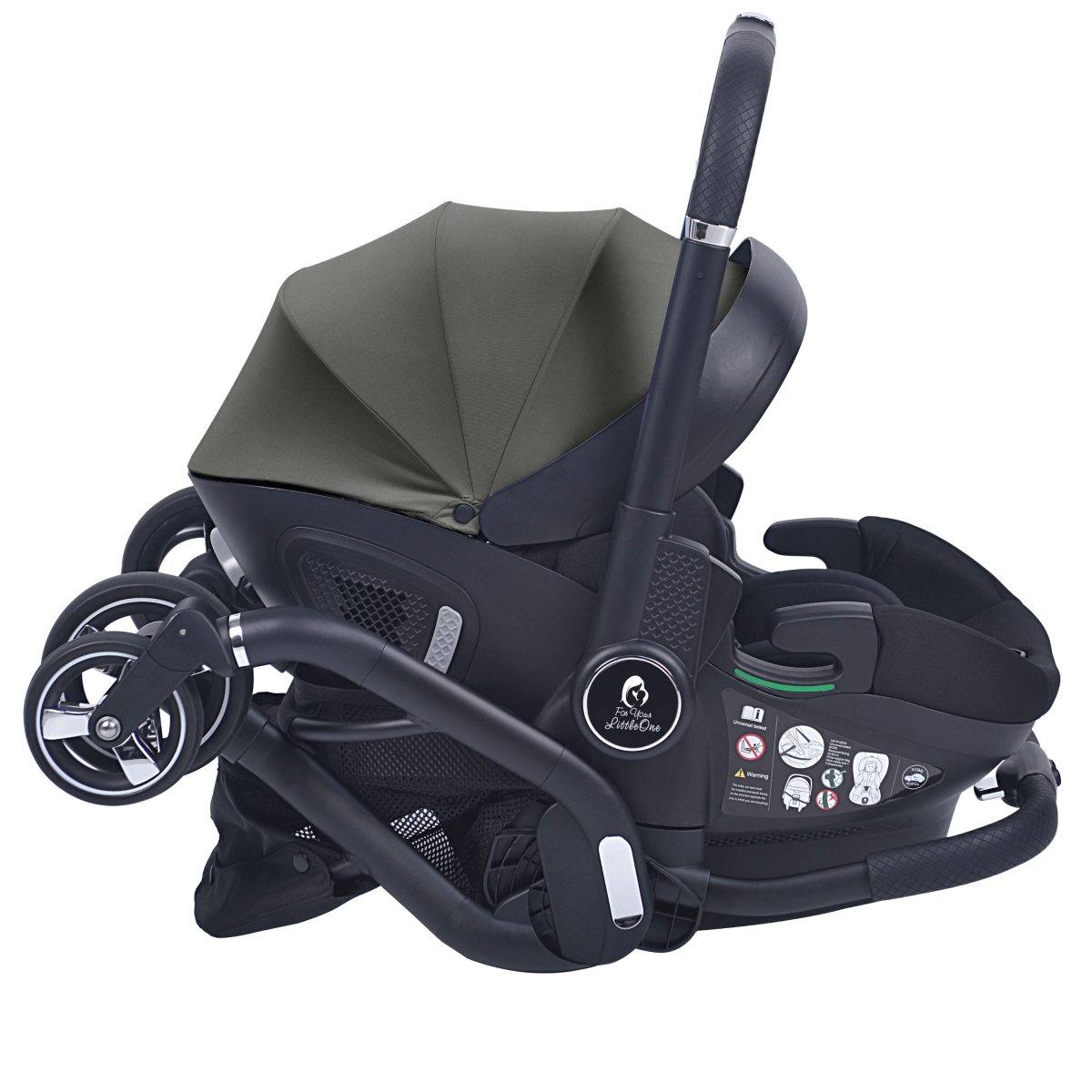 For Your Little One Qubi Infant Car Seat Stroller 7 Piece Bundle - Olive Grey-4