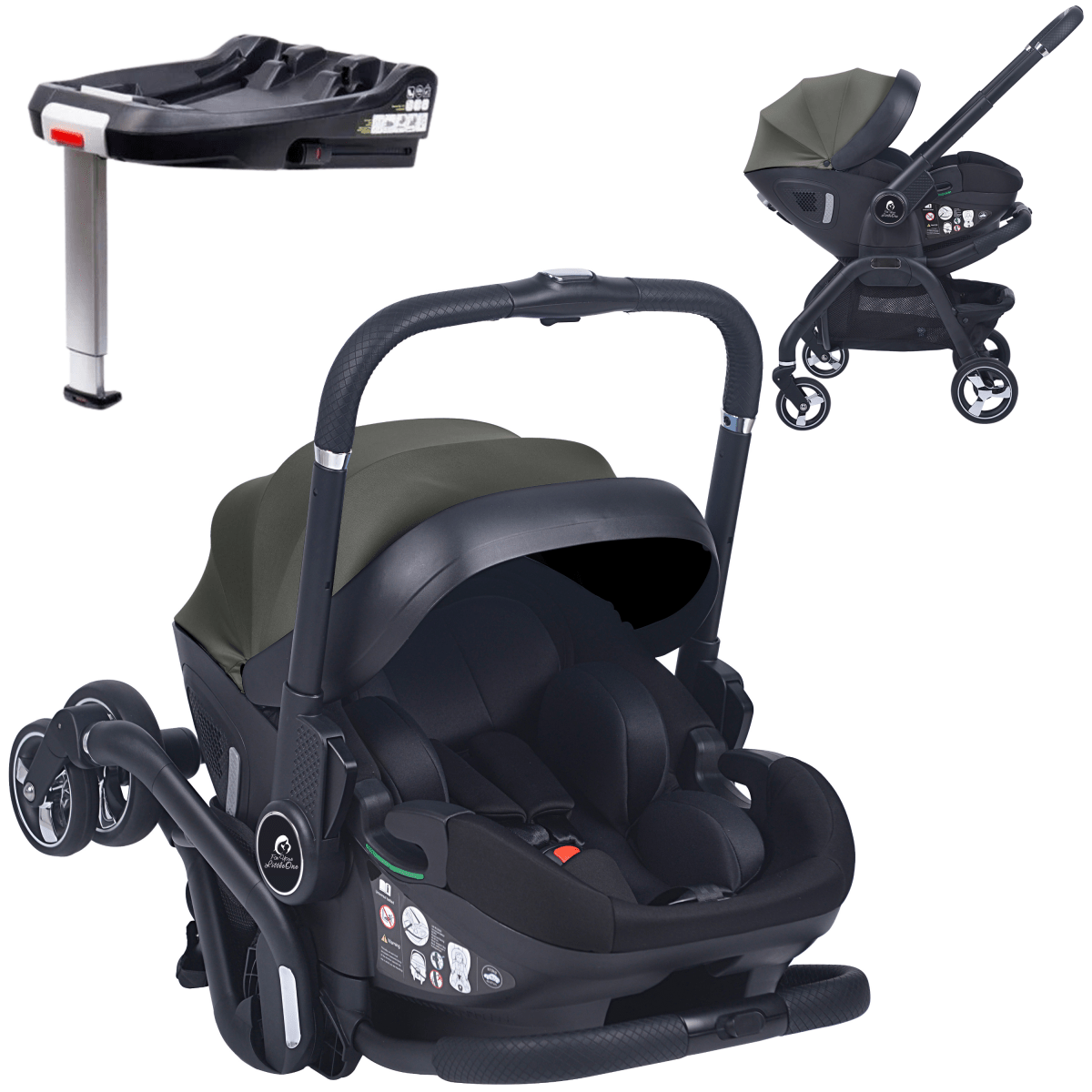 For Your Little One Qubi Infant Car Seat Stroller & Base - Olive Grey-0