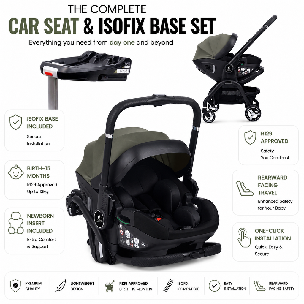 For Your Little One Qubi Infant Car Seat Stroller & Base - Olive Grey-1
