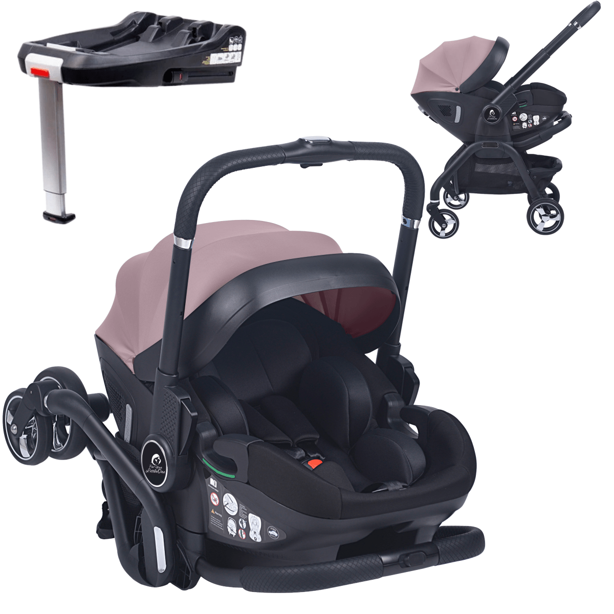 For Your Little One Qubi Infant Car Seat Stroller & Base - Pastel Pink-0