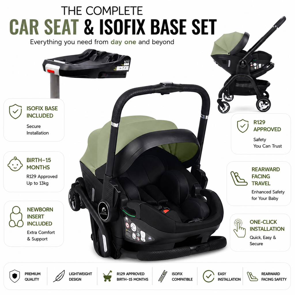 For Your Little One Qubi Infant Car Seat Stroller & Base - Sage Green-1