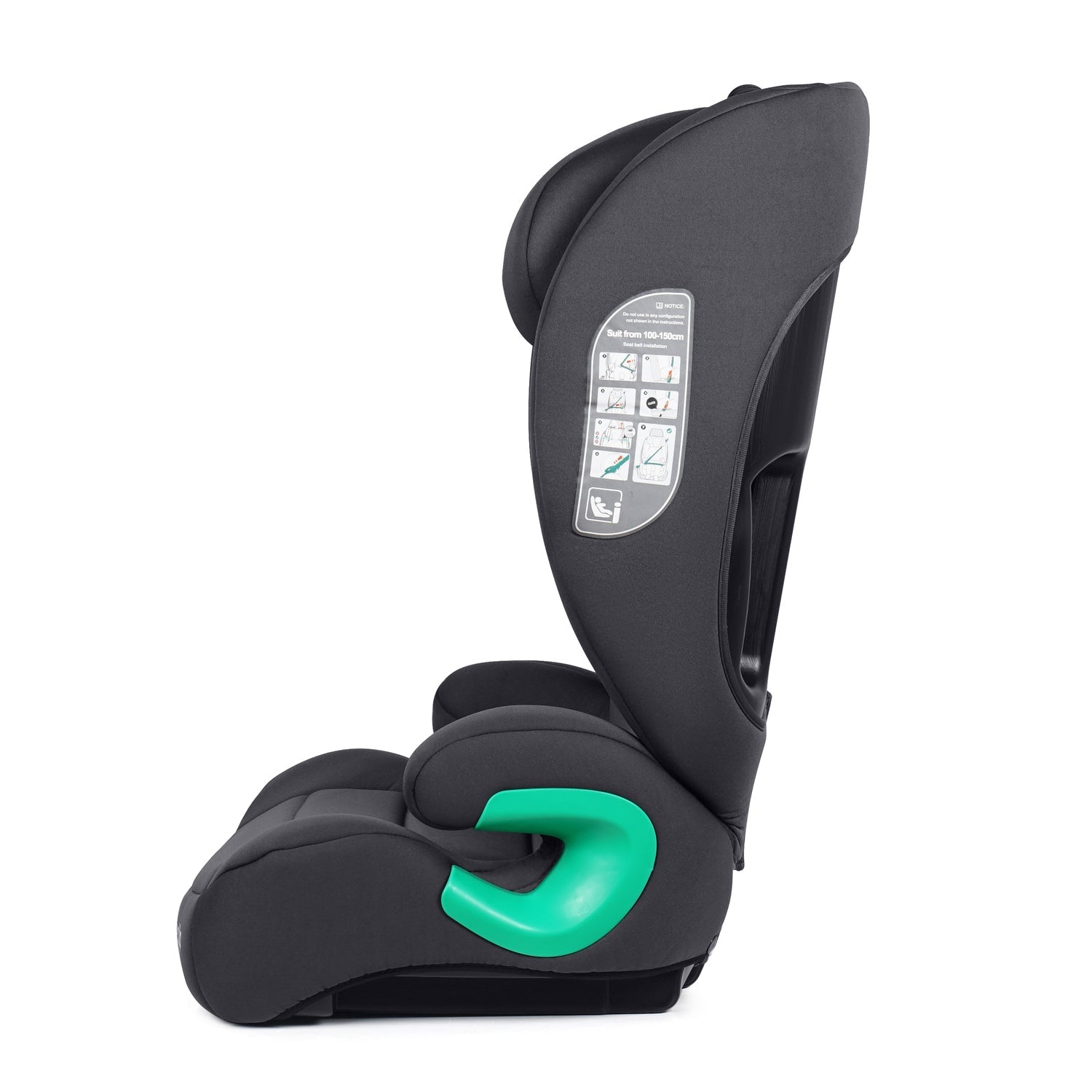 For Your Little One Stepup I-Size Belted 2/3 Car Seat Booster Seat - Midnight Black (4-12 Years) - 4 - 12 Years